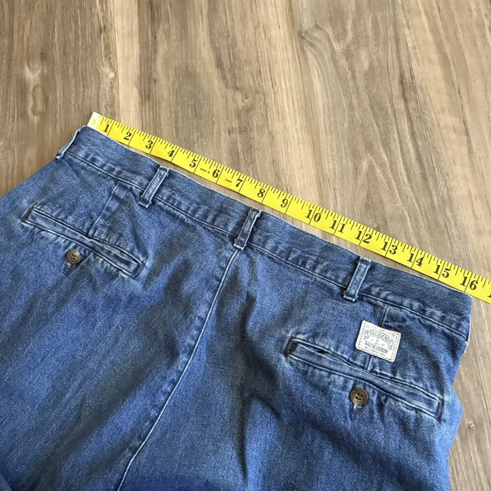 Vintage Polo Ralph Lauren Pleated Jeans Men's Size 32x28 Medium Wash Made in USA